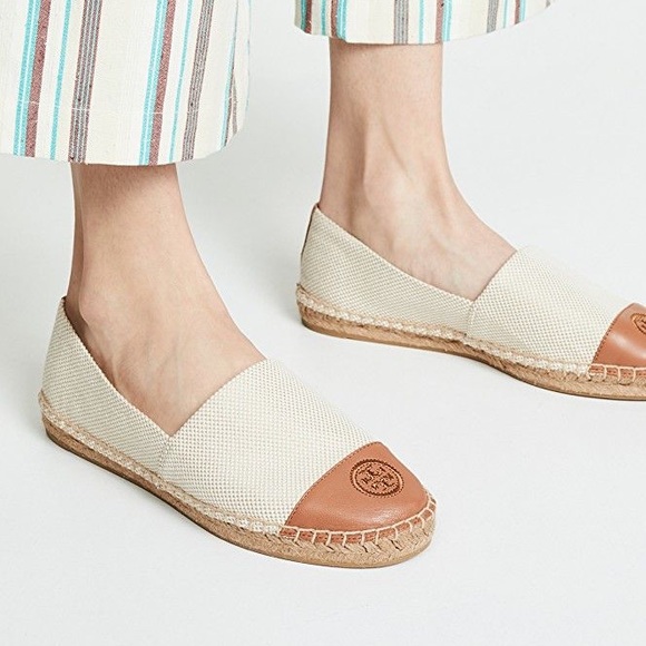 TORY BURCH Canvas Royal Tan Espadrille Shoes
